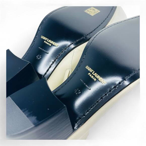 NIB Saint Laurent Vassili Boots EU 42 US 9 Smooth Leather Ivory White $1,250 - Picture 12 of 14